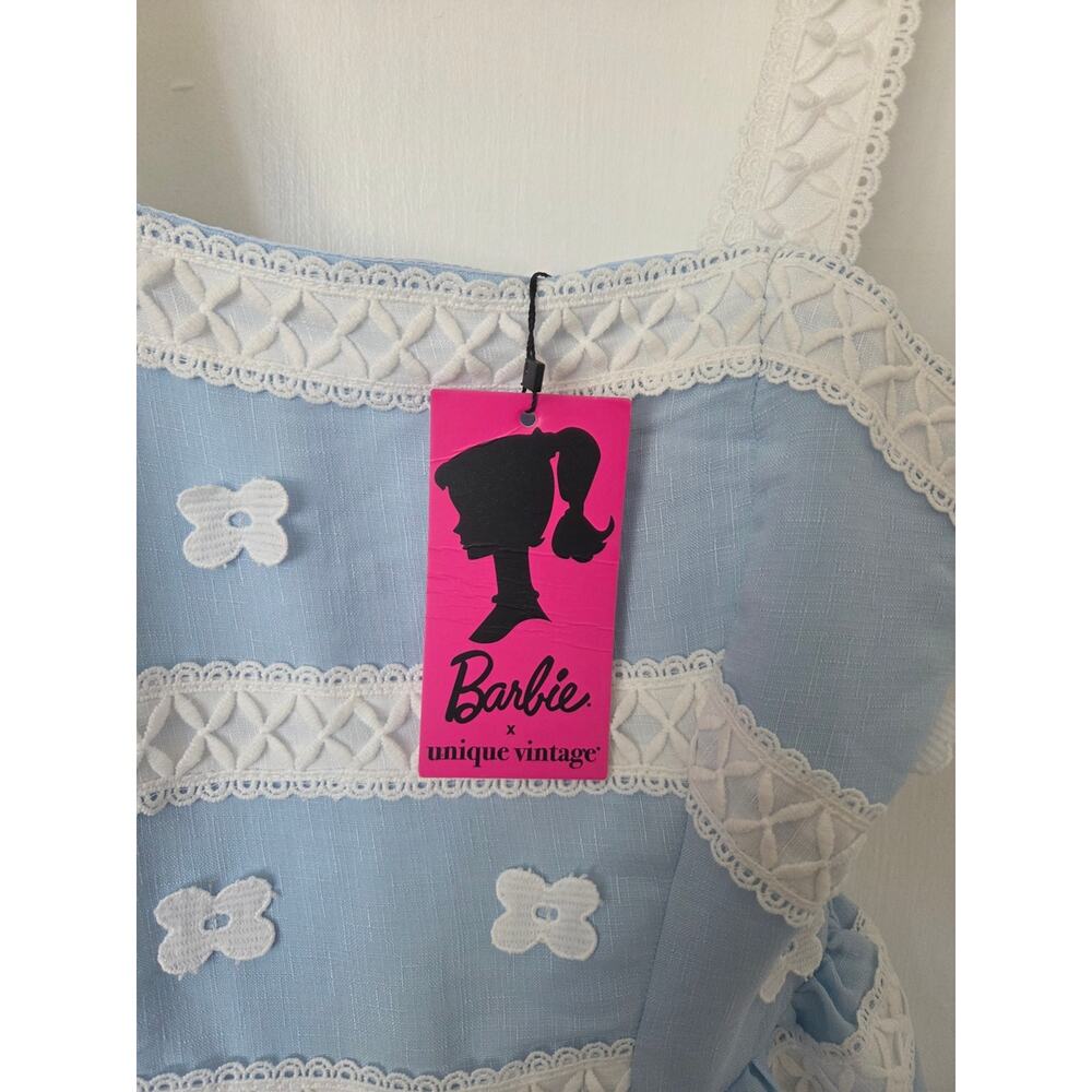 Barbie™ x Unique Vintage Blue & White Suburban Shopper Sundress Small 4 NWT - Picture 8 of 11